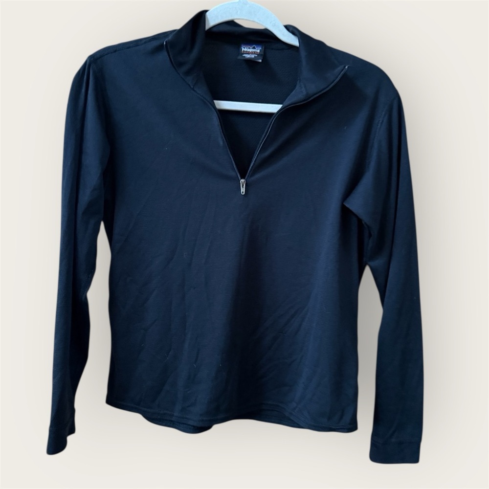 Vintage Patagonia Capilene Black Half-Zip Long Sleeve athletic Top